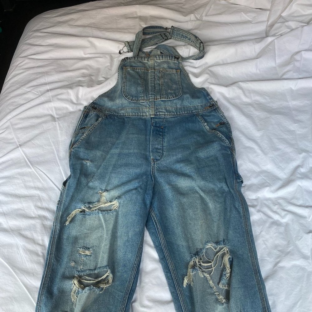 UO Medium BDG Distressed Overalls